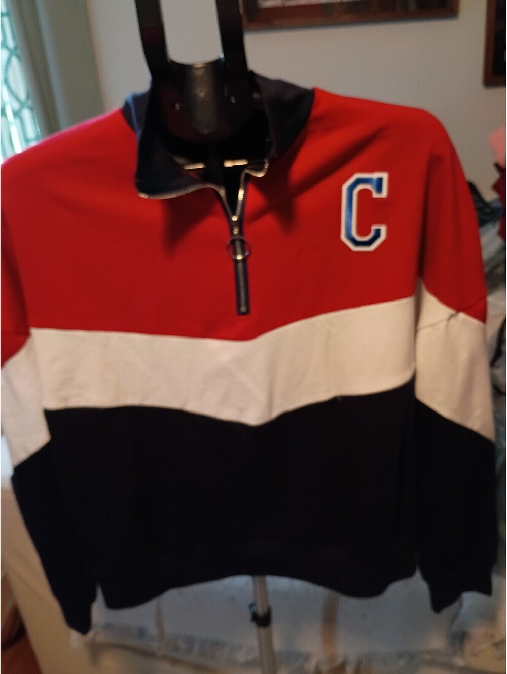 SHEIN Colorblock Half Zip Pullover Sweatshirt with 'C' Patch